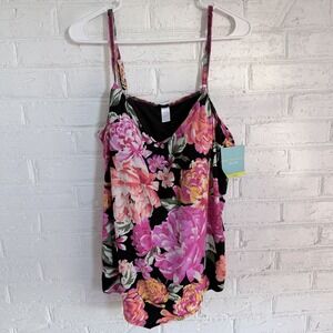 Bal Harbour Womens Floral Print Swim Suit Top ONLY Size XXL NWT